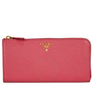 Prada Saffiano Leather Wallet - Peonia